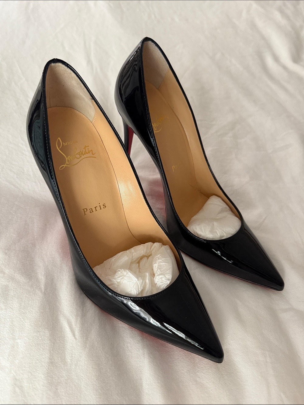 Christian Louboutin Kate 100 patent black pumps in size 35.5